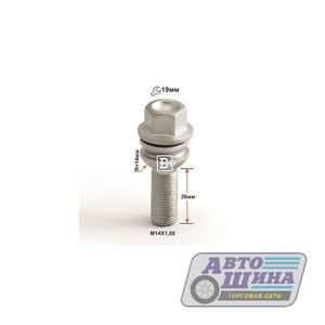 Болт M14x1.5x36 сфера плав, ключ 19, дакромет (ориг. Touareg), ZN (R14), 911-09 арт. T1984142Z